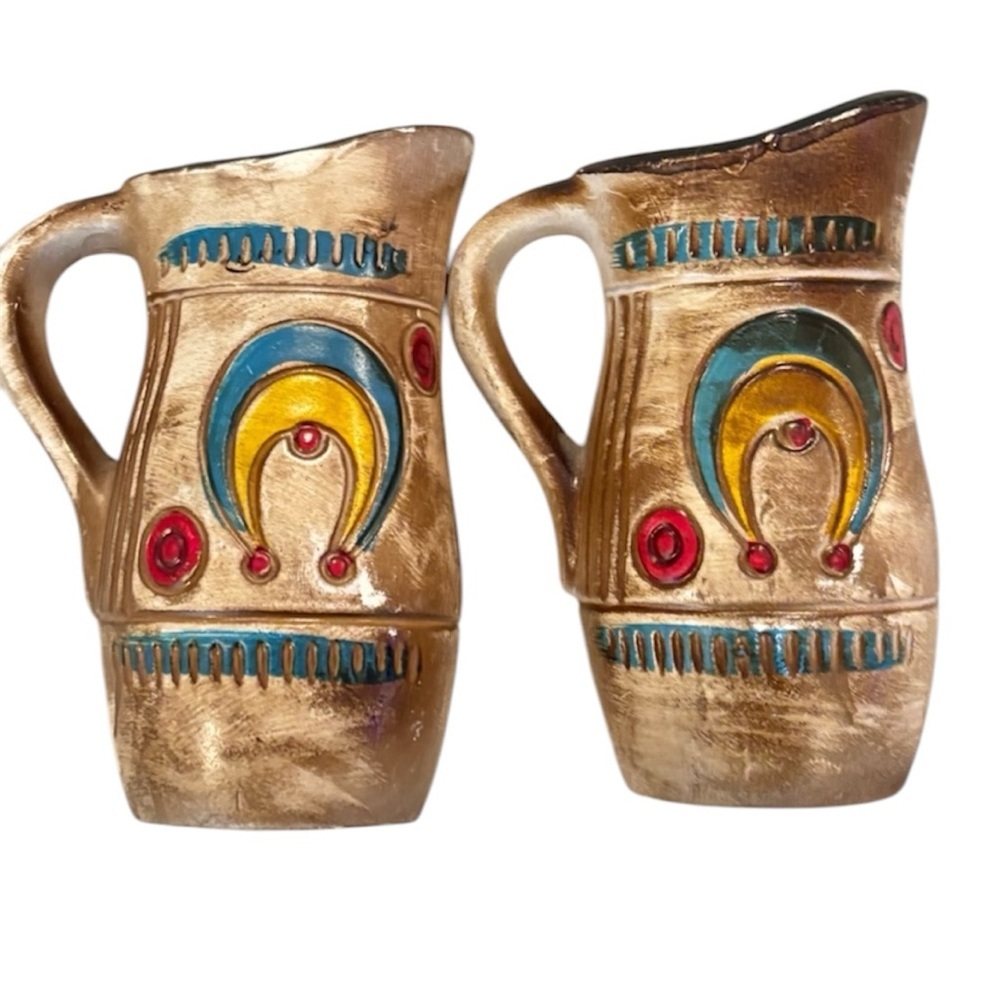 Vintage Aztec Southwestern Native American Geometric Alamo Pottery Pitcher